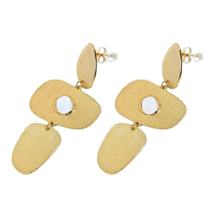 Boucles d'oreilles pendantes Zoé – Acier inoxydable & Nacre naturelle