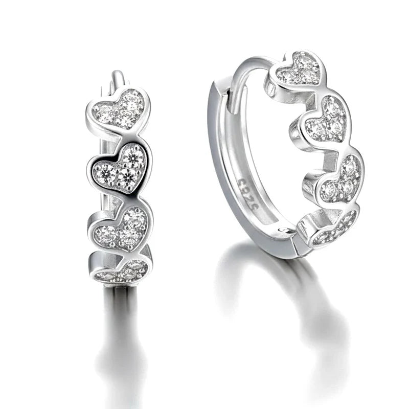 Créoles Lignée de Cœur Argent 925 – Zirconiums Sertis
