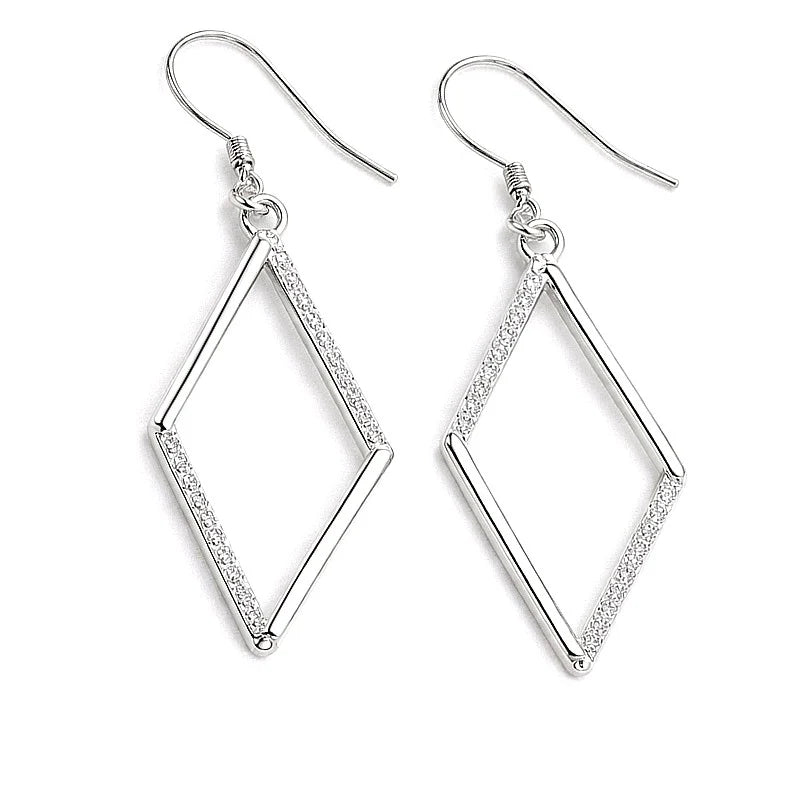 Boucles d'oreilles Femme Argent 925 – Losange Zirconiums Sertis