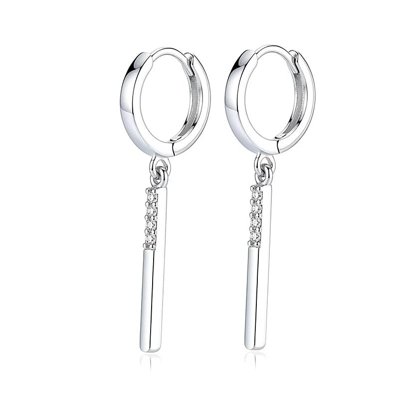Boucles d'oreilles Constance – Créoles Tombantes Argent 925 & Zirconiums