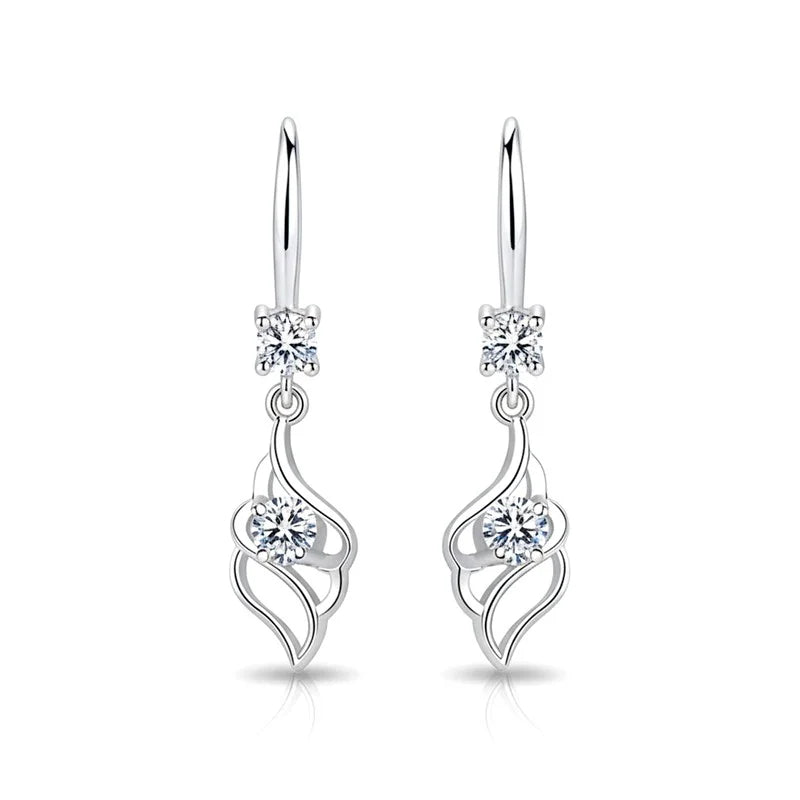 Boucles d'Oreilles Tombantes Auxane – Argent 925 & Zirconiums | Allure Contemporaine & Épurée
