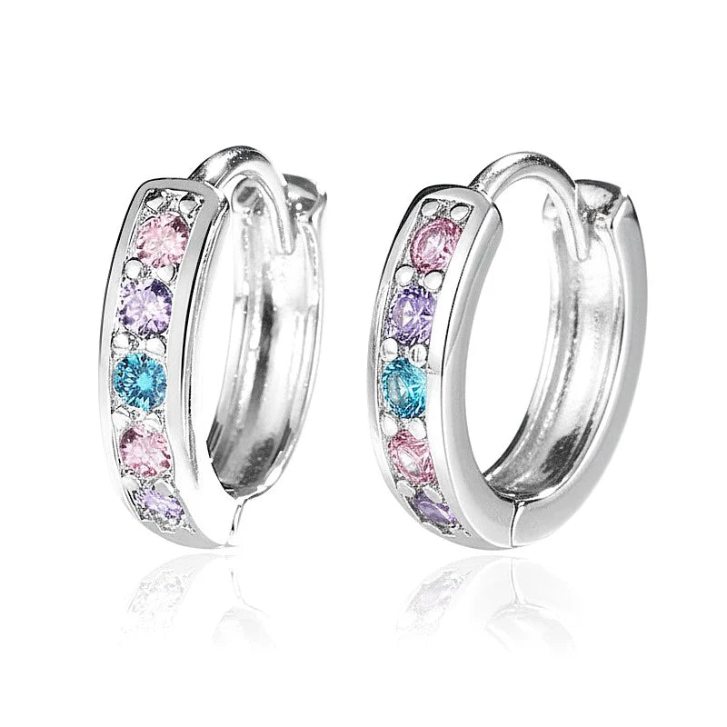 Créoles Annick – Argent 925 & Zirconiums Colorés Sertis | Boucles d'Oreilles Femme