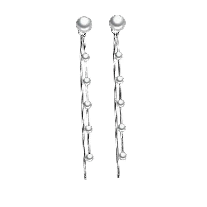 ✨ Boucles d'Oreilles Albane Argent 925 Poinçonné | Cascade de Perles & Zirconiums | 75mm