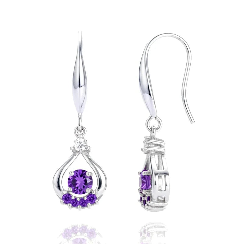 Boucles d'oreilles Sharifa – Argent 925 & Zirconium Mauve