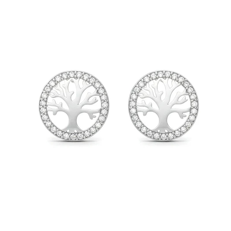 Boucles d'oreilles Nora – Arbre de Vie Argent 925 & Zirconium Serti