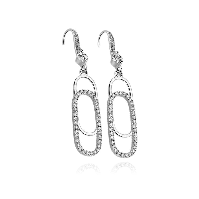 ✨ Boucles d'Oreilles Trombone Lilou Argent 925 Poinçon Certifié | Zirconiums | Design Contemporain