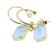 Boucles d'oreilles Argent 925 'Arche Doré' - Aigue Marine - Plaquées Or