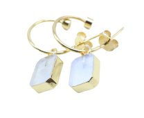 Boucles d'oreilles Argent 925 'Arche Doré' - Pierre de Lune - Plaquées Or