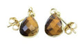 Boucles d'oreilles Argent 925 'Ondée Dorée' - Oeil de Tigre - Plaquées Or