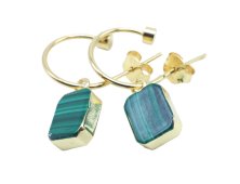 Boucles d'oreilles Argent 925 'Arche Doré' - Malachite - Plaquées Or