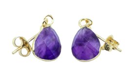 Boucles d'oreilles Argent 925 'Ondée Dorée' - Améthyste - Plaquées Or