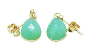 Boucles d'oreilles Argent 925 'Ondée Dorée' - Jade Vert - Plaquées Or