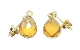 Boucles d'oreilles Argent 925 'Ondée Dorée' - Citrine - Plaquées Or