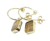 Boucles d'oreilles Argent 925 'Arche Doré' - Œil de Tigre - Plaquées Or