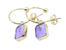Boucles d'oreilles Argent 925 'Arche Doré' - Améthyste - Plaquées Or