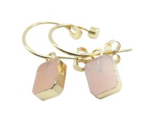 Boucles d'oreilles Argent 925 'Arche Doré' - Pierre de Soleil - Plaquées Or