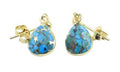 Boucles d'oreilles Argent 925 'Ondée Dorée' - Turquoise - Plaquées Or