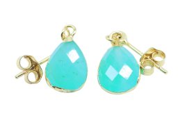 Boucles d'oreilles Argent 925 'Ondée Dorée' - Amazonite - Plaquées Or