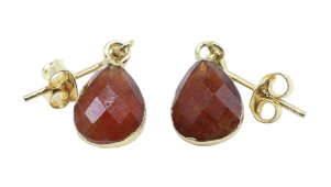 Boucles d'oreilles Argent 925 'Ondée Dorée' - Grenat - Plaquées Or