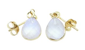 Boucles d'oreilles Argent 925 'Ondée Dorée' - Pierre de Lune - Plaquées Or