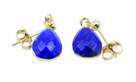 Boucles d'oreilles Argent 925 'Ondée Dorée' - Lapis Lazuli - Plaquées Or