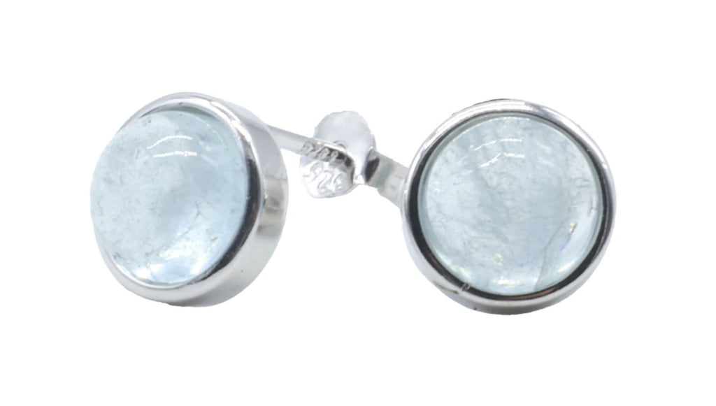 Boucles d'Oreilles Argent 925 Poinçon | Aigue Marine Naturelle Ronde Polie – Sérénité Océane, Communication & Douceur