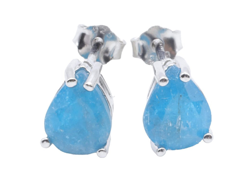 Boucles d'Oreilles Argent 925 Poinçon | Apatite Naturelle Taille Larme – Motivation, Créativité & Rareté