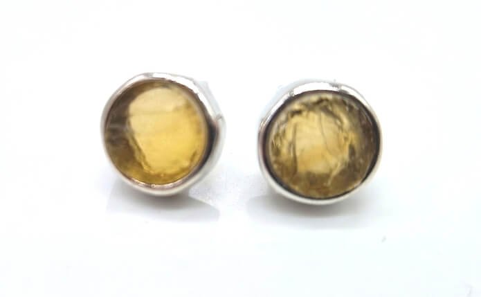 Boucles d'Oreilles Argent 925 Poinçon | Citrine Brute Naturelle – Prospérité, Joie & Éclat Solaire Brut