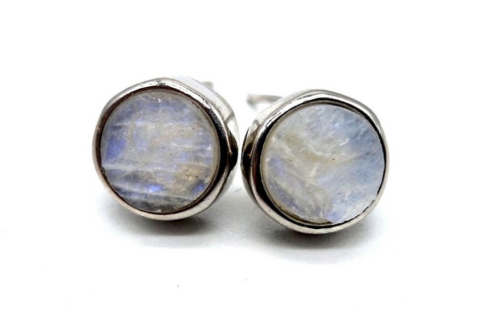 Boucles d'Oreilles Argent 925 Poinçon | Pierre de Lune Brute Naturelle – Intuition Féminine & Magie Lunaire