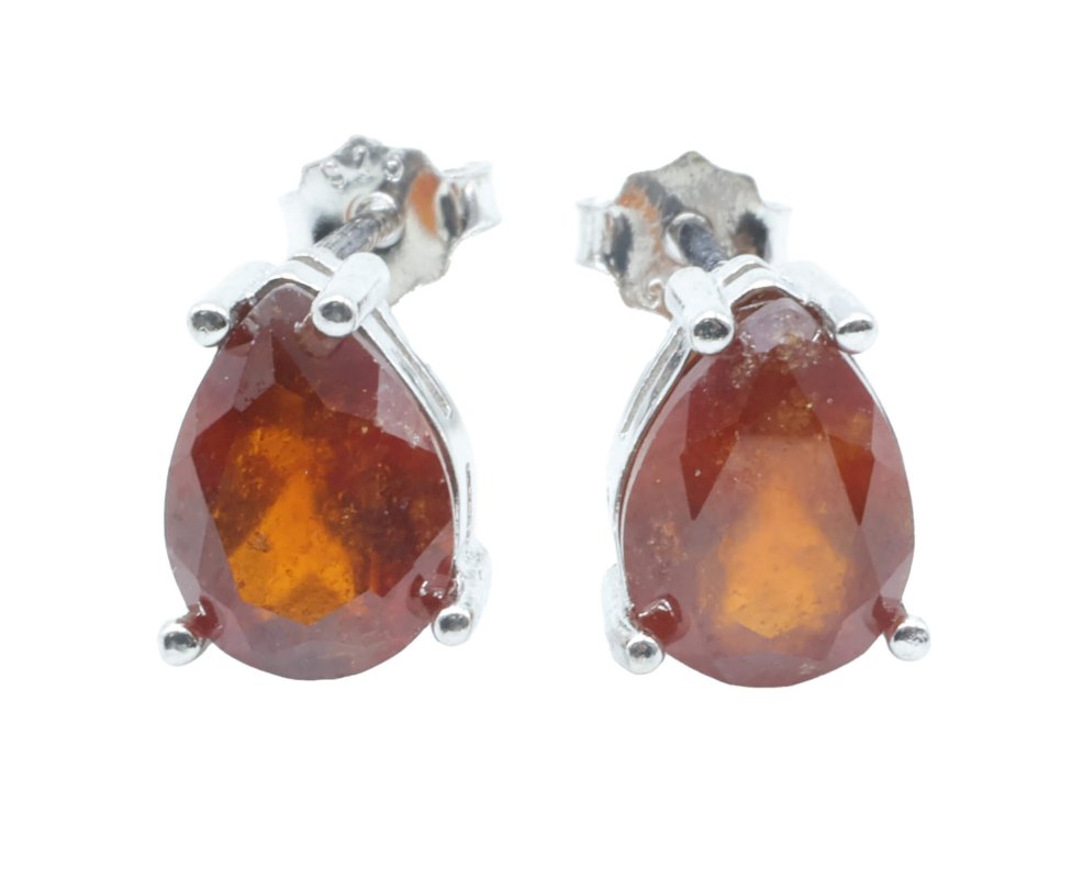 Boucles d'Oreilles Argent 925 Poinçon | Grenat Naturel Taille Larme – Passion, Énergie & Rouge Profond