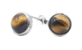 Boucles d'oreilles Argent 925 Œil de Tigre ronde polie