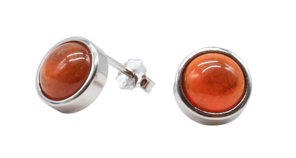Boucles d'Oreilles Argent 925 Poinçon | Grenat Naturel Rond Poli – Passion Ardente, Vitalité & Éclat Rouge