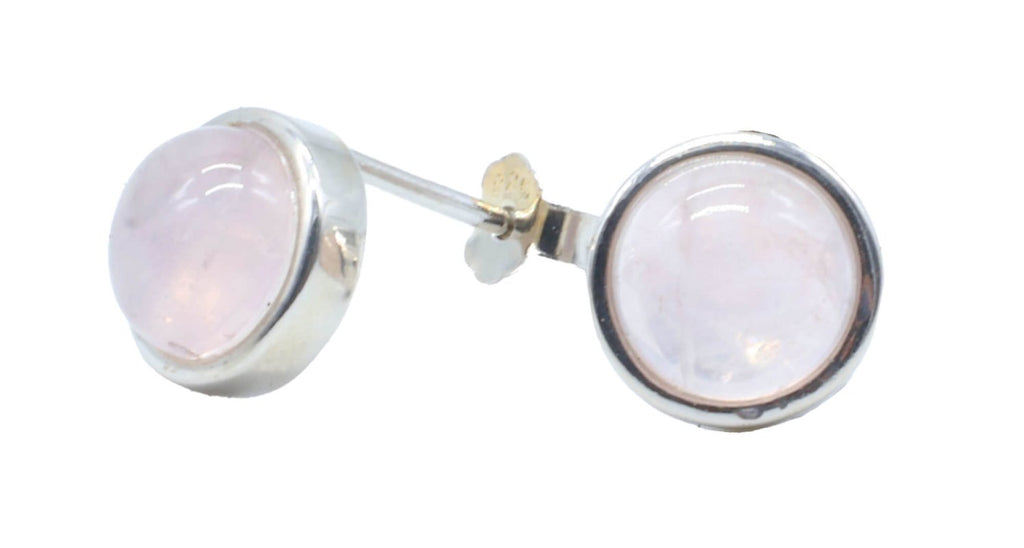 Boucles d'Oreilles Argent 925 Poinçon | Quartz Rose Naturel Rond Poli – Pierre de l'Amour, Douceur & Féminité