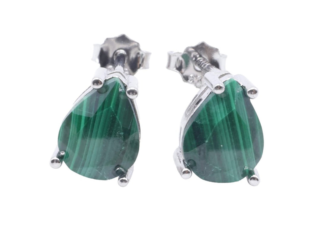 Boucles d'Oreilles Argent 925 Poinçon | Malachite Naturelle Taille Larme – Transformation & Protection