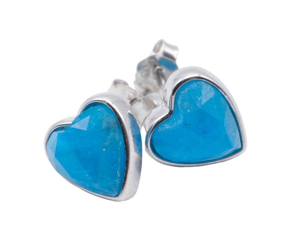 Boucles d'oreilles Argent 925 Apatite Cœur