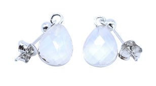 Boucles d'oreilles Argent 925 'Ondée Argentée' - Pierre de Lune
