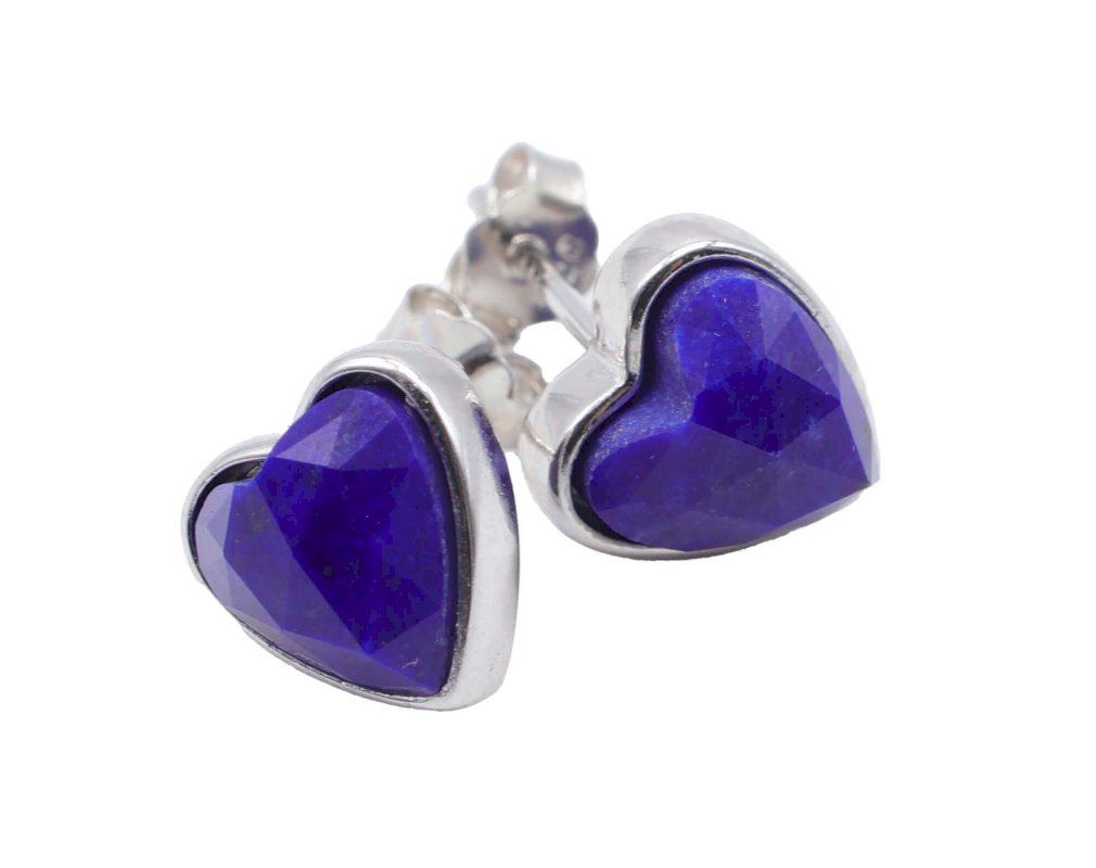 Boucles d'oreilles Argent 925 Lapis Lazuli Cœur