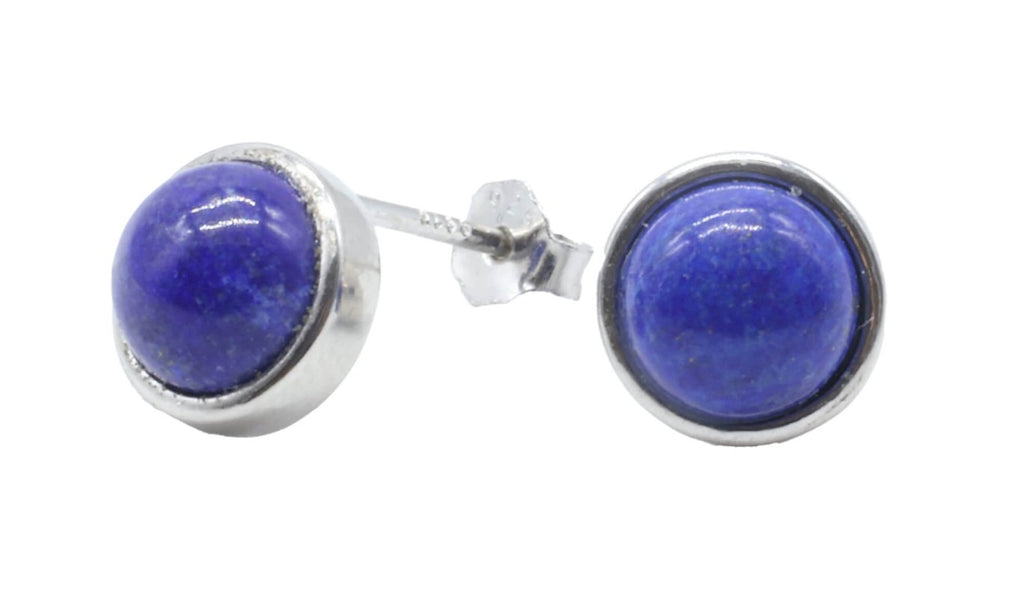 Boucles d'Oreilles Argent 925 Poinçon | Lapis Lazuli Naturel Rond Poli – Sagesse Royale, Spiritualité & Majesté Ancienne