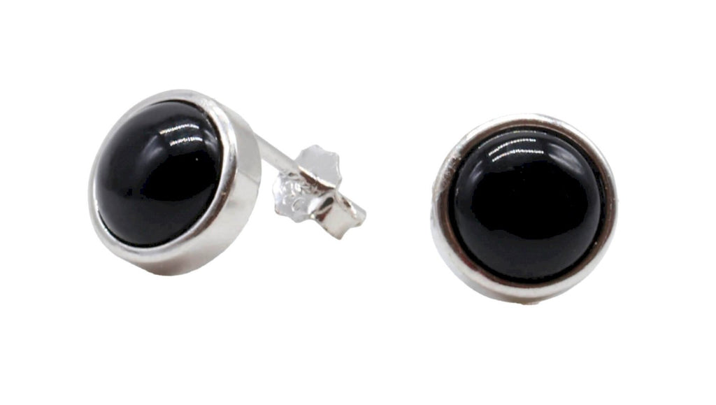 Boucles d'Oreilles Argent 925 Poinçon | Onyx Naturel Rond Poli – Force Intérieure, Protection & Élégance Noire