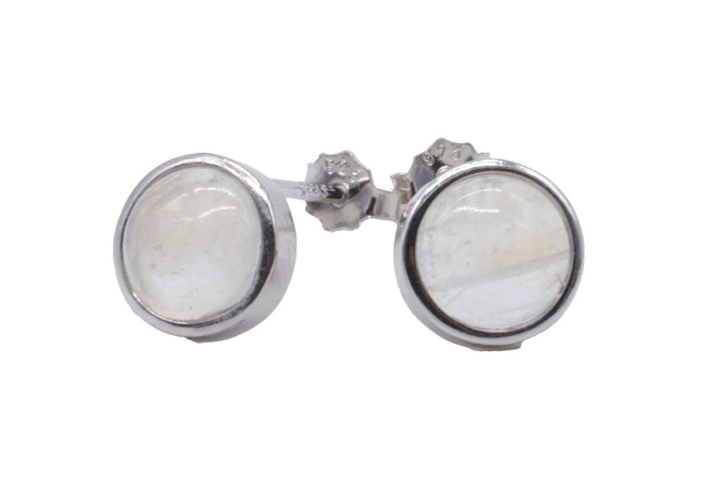 Boucles d'Oreilles Argent 925 Poinçon | Pierre de Lune Naturelle Ronde Polie – Intuition Féminine, Magie Lunaire & Douceur