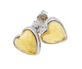 Boucles d'Oreilles Argent 925 Poinçon | Citrine Naturelle Forme Cœur – Joie Solaire, Prospérité & Amour Doré