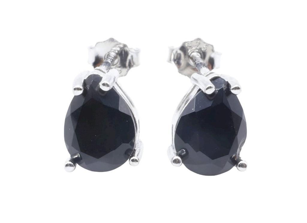 Boucles d'Oreilles Argent 925 Poinçon | Onyx Naturel Taille Larme – Force, Protection & Élégance Noire