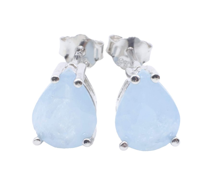 Boucles d'Oreilles Argent 925 Poinçon | Aigue Marine Naturelle Taille Larme – Sérénité, Ocean & Élégance