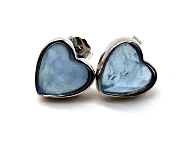 Boucles d'oreilles Argent 925 Aigue Marine Cœur
