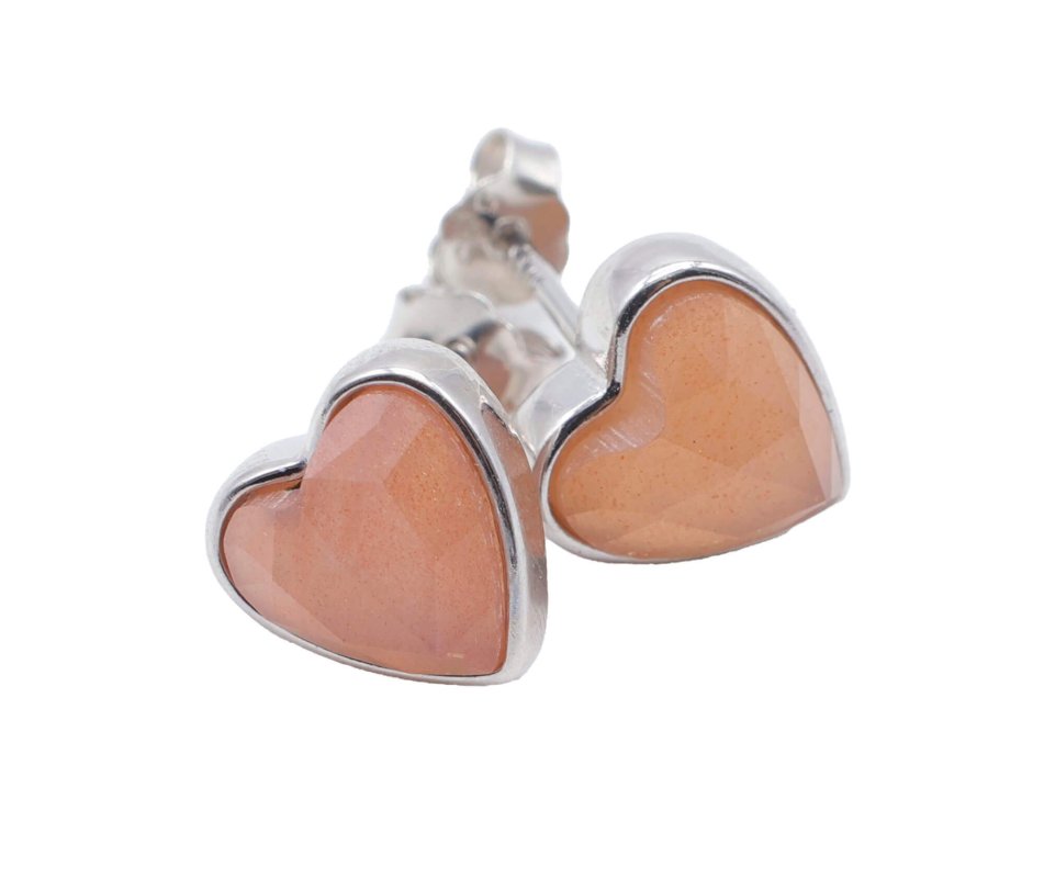 Boucles d'oreilles Argent 925 Pierre de Soleil Cœur