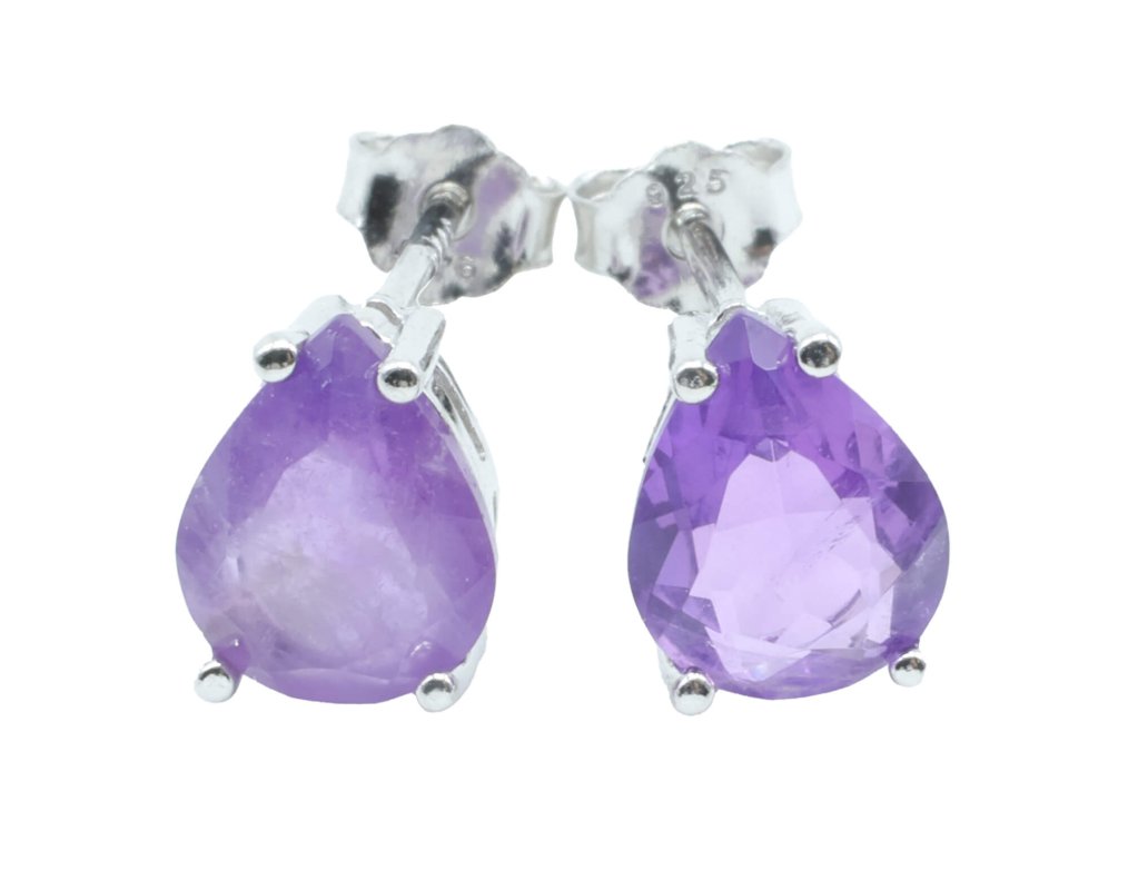 Boucles d'Oreilles Argent 925 Poinçon | Améthyste Naturelle Taille Larme – Sagesse, Intuition & Magie Violette