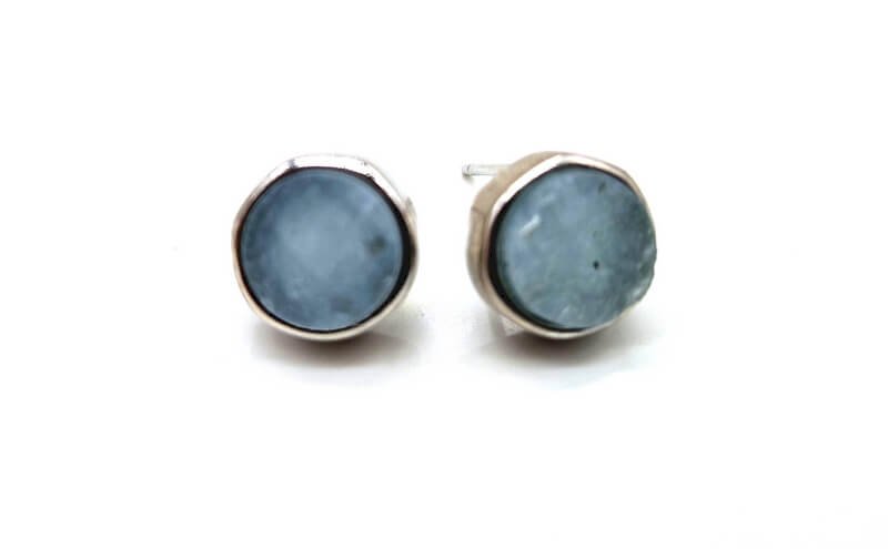 Boucles d'Oreilles Argent 925 Poinçon | Aigue Marine Brute Naturelle – Sérénité, Océan & Authenticité Brute