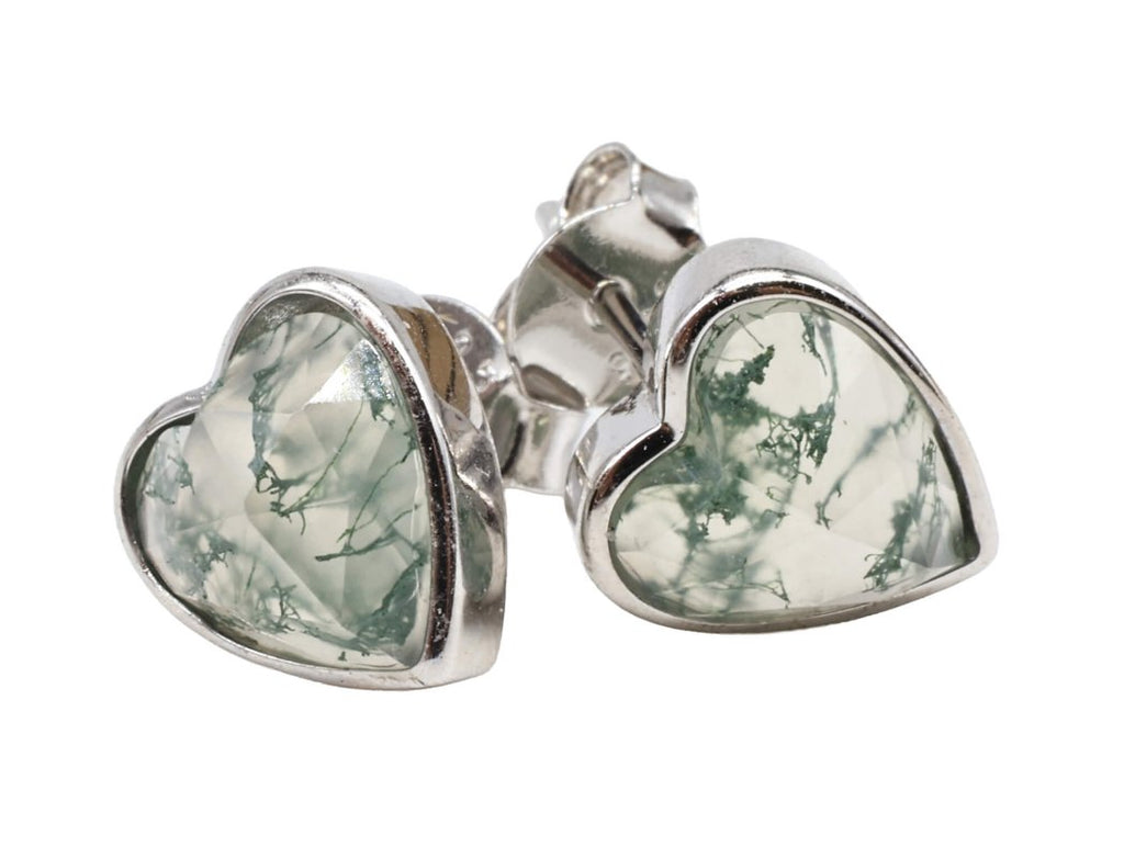 Boucles d'oreilles Argent 925 Agate Mousse Cœur