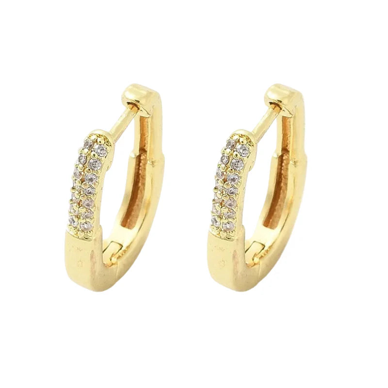 Créoles Ovales Zirconiums – Plaquage Or 18K 1 Micron | 18×3 mm