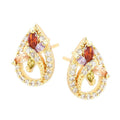 Boucles d'Oreilles Multicolores Zirconium | Monture Dorée Or Fin